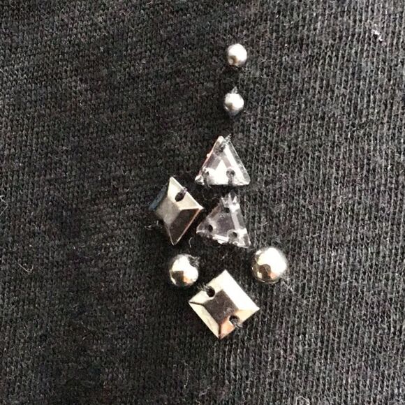 Madewell Black lightweight t shirt top with silver beaded front detailing - Picture 9 of 9